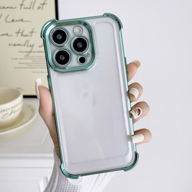 For iPhone 15 Pro Electroplating Four-corner Shockproof Space Phone Case(Green) - HoMEdemic™ 