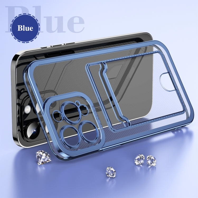 For iPhone 15 Pro Electroplating Frame Card Slot Phone Case(Blue) - HoMEdemic™ 