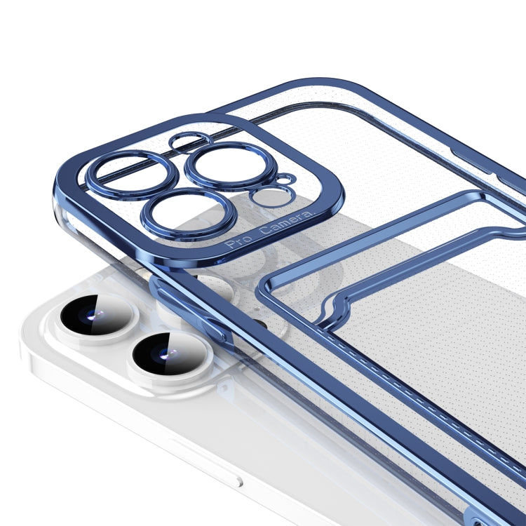 For iPhone 15 Pro Electroplating Frame Card Slot Phone Case(Blue) - HoMEdemic™ 