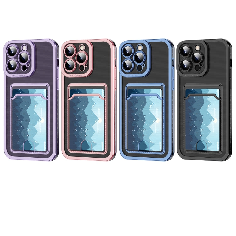 For iPhone 15 Pro Electroplating Frame Card Slot Phone Case(Blue) - HoMEdemic™ 
