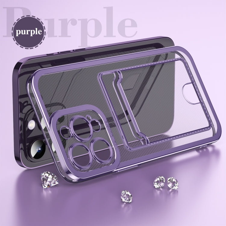 For iPhone 15 Pro Electroplating Frame Card Slot Phone Case(Purple) - HoMEdemic™ 