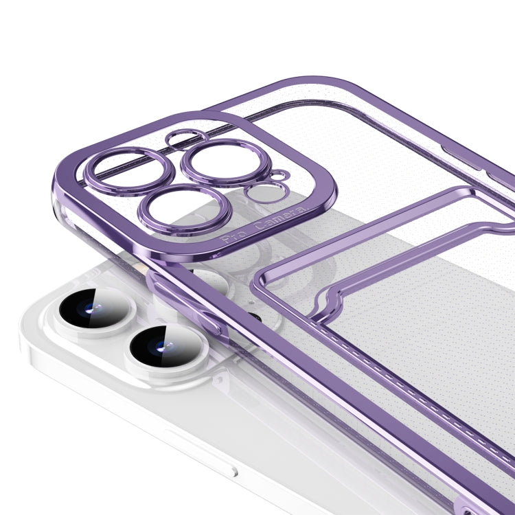 For iPhone 15 Pro Electroplating Frame Card Slot Phone Case(Purple) - HoMEdemic™ 