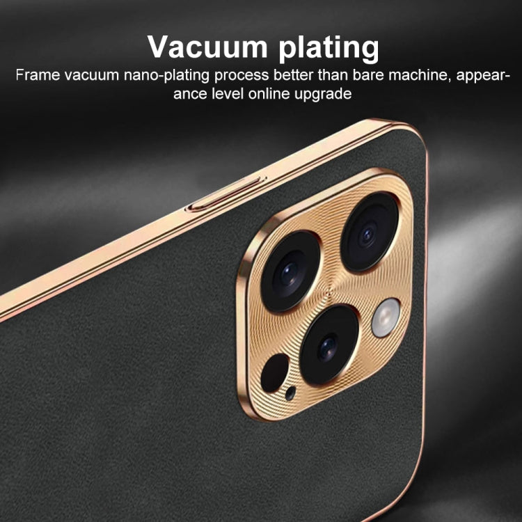 For iPhone 15 Pro Electroplating Lambskin Leather Phone Case(Black) - HoMEdemic™ 
