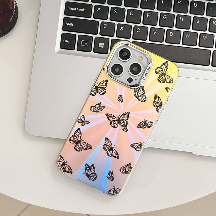 For iPhone 15 Pro Electroplating Laser Butterfly Phone Case(White Purple Butterflies AB6) - HoMEdemic™ 