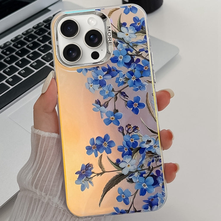 For iPhone 15 Pro Electroplating Laser Flower Texture TPU Phone Case(Myosotis AH2) - HoMEdemic™ 