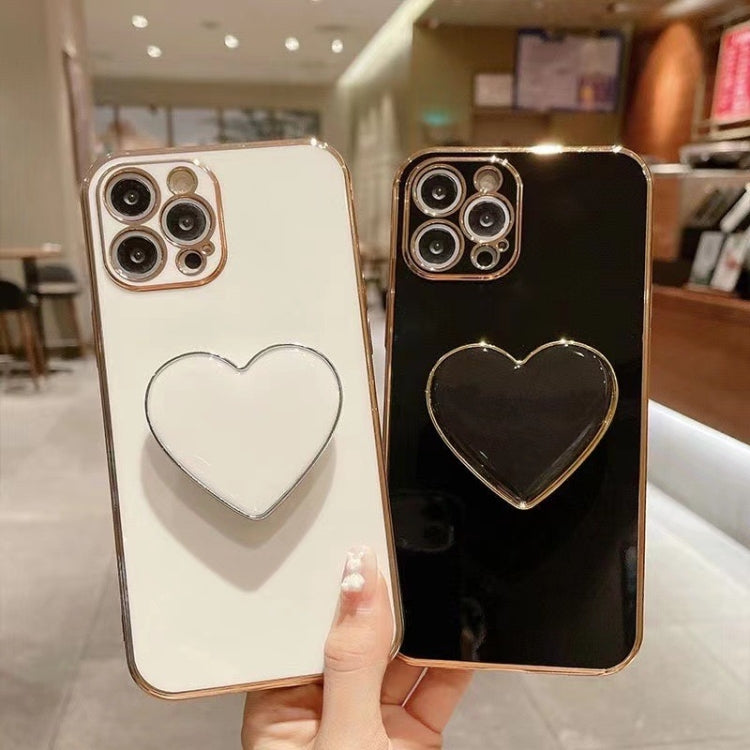 For iPhone 15 Pro Electroplating Love Heart Holder TPU Phone Case(Blue) - HoMEdemic™ 