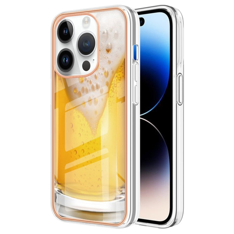 For iPhone 15 Pro Electroplating Marble Dual-side IMD Phone Case(Draft Beer) - HoMEdemic™ 