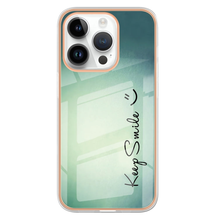 For iPhone 15 Pro Electroplating Marble Dual-side IMD Phone Case(Smile) - HoMEdemic™ 