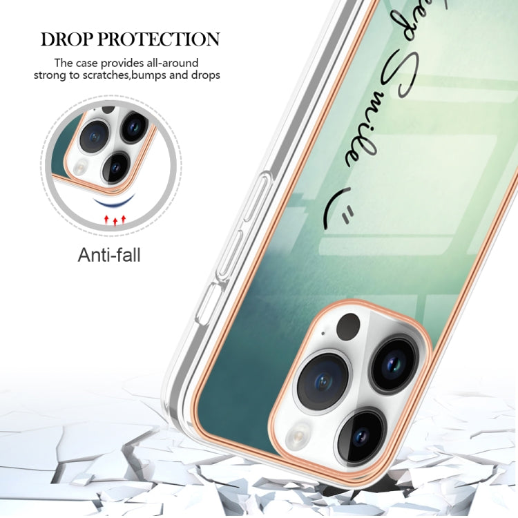 For iPhone 15 Pro Electroplating Marble Dual-side IMD Phone Case(Smile) - HoMEdemic™ 