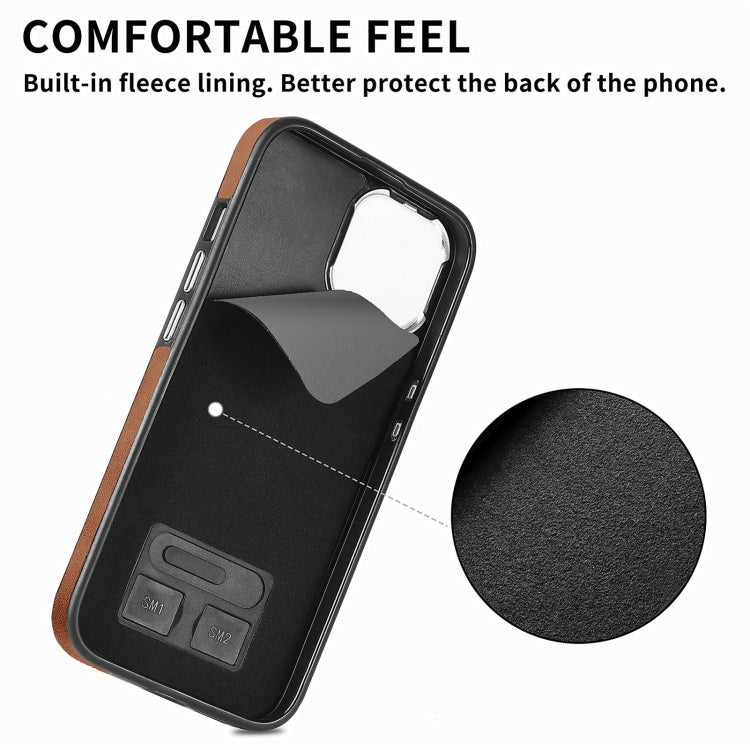 For iPhone 15 Pro Electroplating Skin-feel Leather Ring Card Wallet Phone Case(Brown) - HoMEdemic™ 