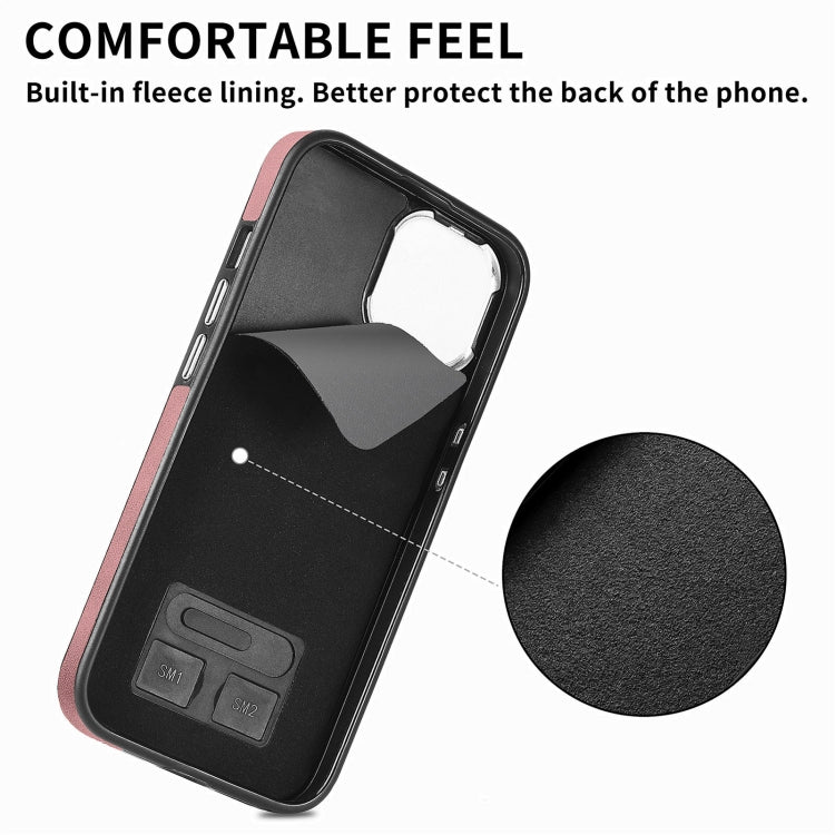 For iPhone 15 Pro Electroplating Skin-feel Leather Ring Card Wallet Phone Case(Pink) - HoMEdemic™ 