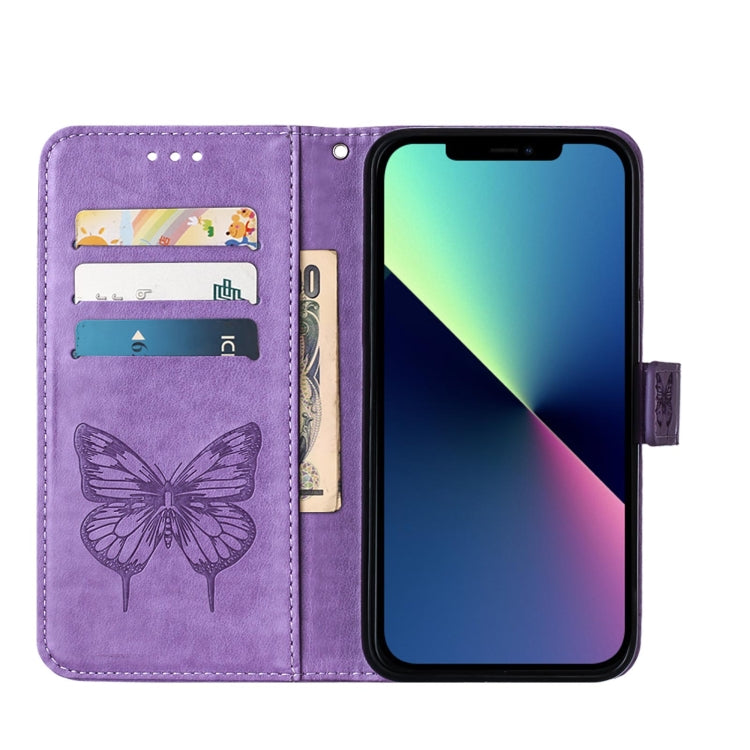 For iPhone 15 Pro Embossed Butterfly Leather Phone Case(Light Purple) - HoMEdemic™ 
