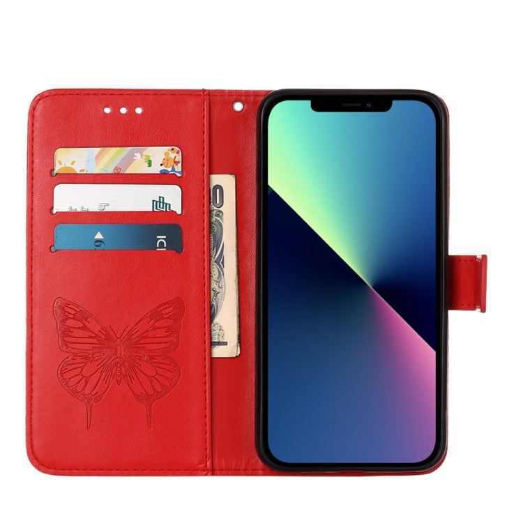 For iPhone 15 Pro Embossed Butterfly Leather Phone Case(Red) - HoMEdemic™ 