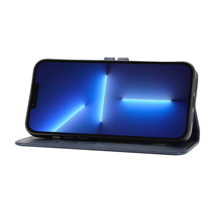 For iPhone 15 Pro Embossed Happy Cat Pattern Flip Leather Phone Case(Blue) - HoMEdemic™ 