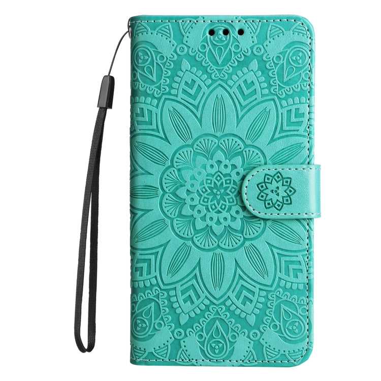 For iPhone 15 Pro Embossed Sunflower Leather Phone Case(Green) - HoMEdemic™ 