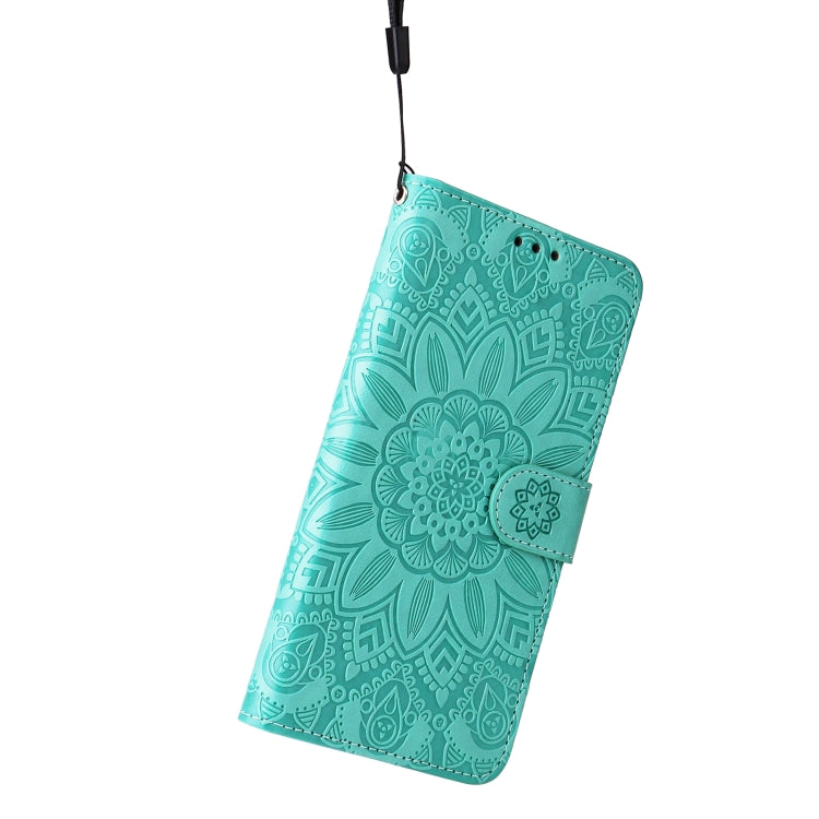 For iPhone 15 Pro Embossed Sunflower Leather Phone Case(Green) - HoMEdemic™ 