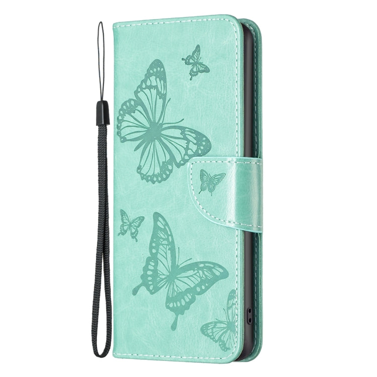 For iPhone 15 Pro Embossing Two Butterflies Pattern Leather Phone Case(Green) - HoMEdemic™ 