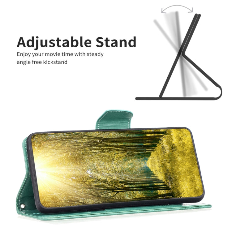 For iPhone 15 Pro Embossing Two Butterflies Pattern Leather Phone Case(Green) - HoMEdemic™ 