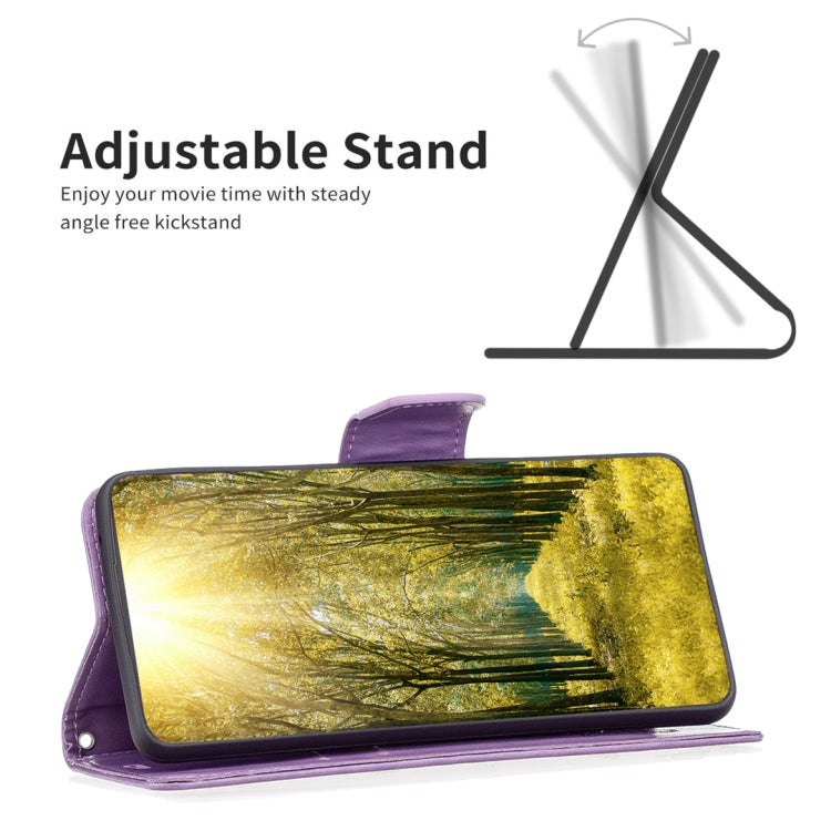 For iPhone 15 Pro Embossing Two Butterflies Pattern Leather Phone Case(Purple) - HoMEdemic™ 