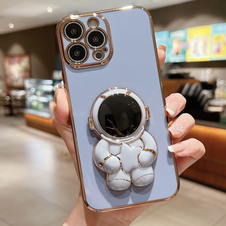 For iPhone 15 Pro Embrace Stars Electroplating Astronaut Holder Phone Case(Blue) - HoMEdemic™ 