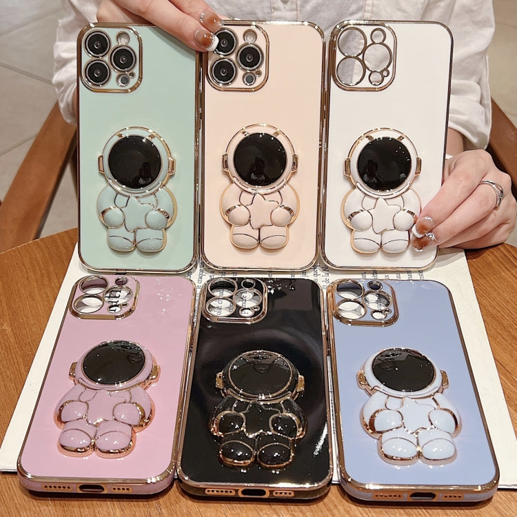 For iPhone 15 Pro Embrace Stars Electroplating Astronaut Holder Phone Case(White) - HoMEdemic™ 