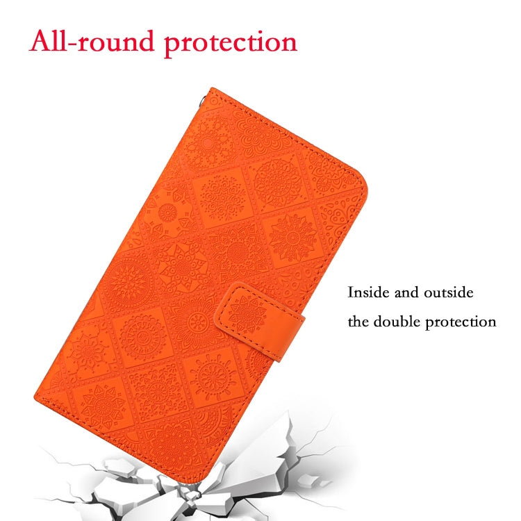 For iPhone 15 Pro Ethnic Style Embossed Pattern Leather Phone Case(Orange) - HoMEdemic™ 