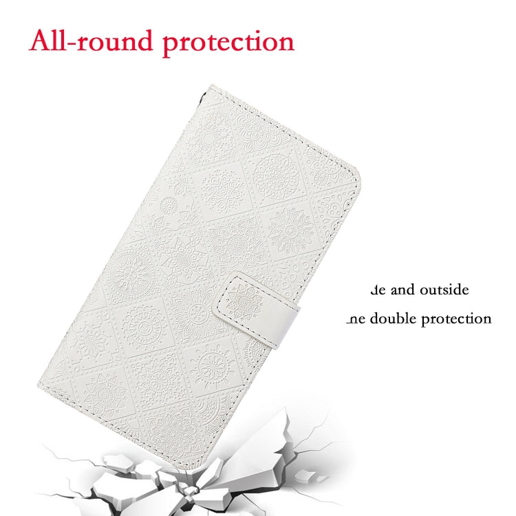 For iPhone 15 Pro Ethnic Style Embossed Pattern Leather Phone Case(White) - HoMEdemic™ 