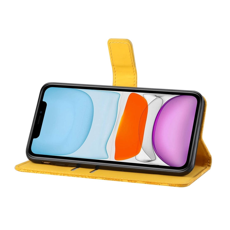 For iPhone 15 Pro Ethnic Style Embossed Pattern Leather Phone Case(Yellow) - HoMEdemic™ 