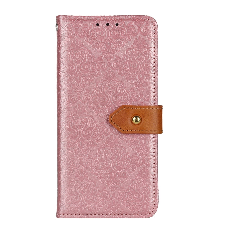 For iPhone 15 Pro European Floral Embossed Leather Phone Case(Pink) - HoMEdemic™ 