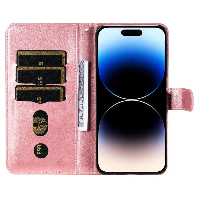For iPhone 15 Pro Fashion Calf Texture Zipper Leather Phone Case(Rose Gold) - HoMEdemic™ 