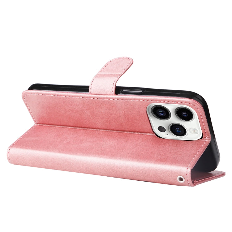 For iPhone 15 Pro Fashion Calf Texture Zipper Leather Phone Case(Rose Gold) - HoMEdemic™ 