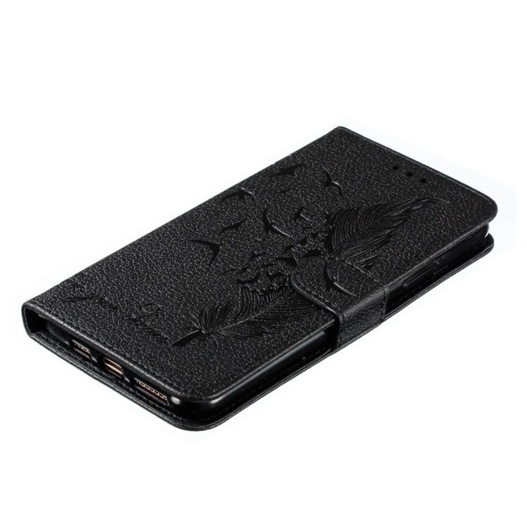 For iPhone 15 Pro Feather Pattern Litchi Texture Leather Phone Case(Black) - HoMEdemic™ 