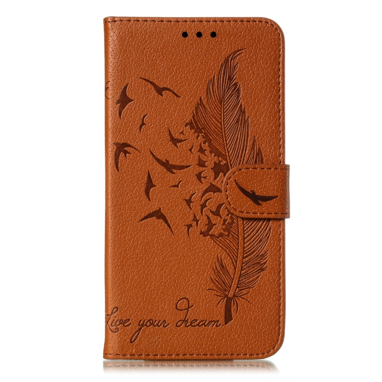 For iPhone 15 Pro Feather Pattern Litchi Texture Leather Phone Case(Brown) - HoMEdemic™ 