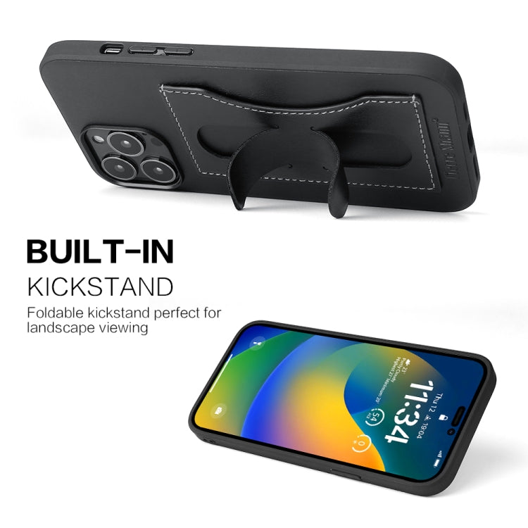 For iPhone 15 Pro Fierre Shann Holder Back Cover PU Phone Case(Black) - HoMEdemic™ 