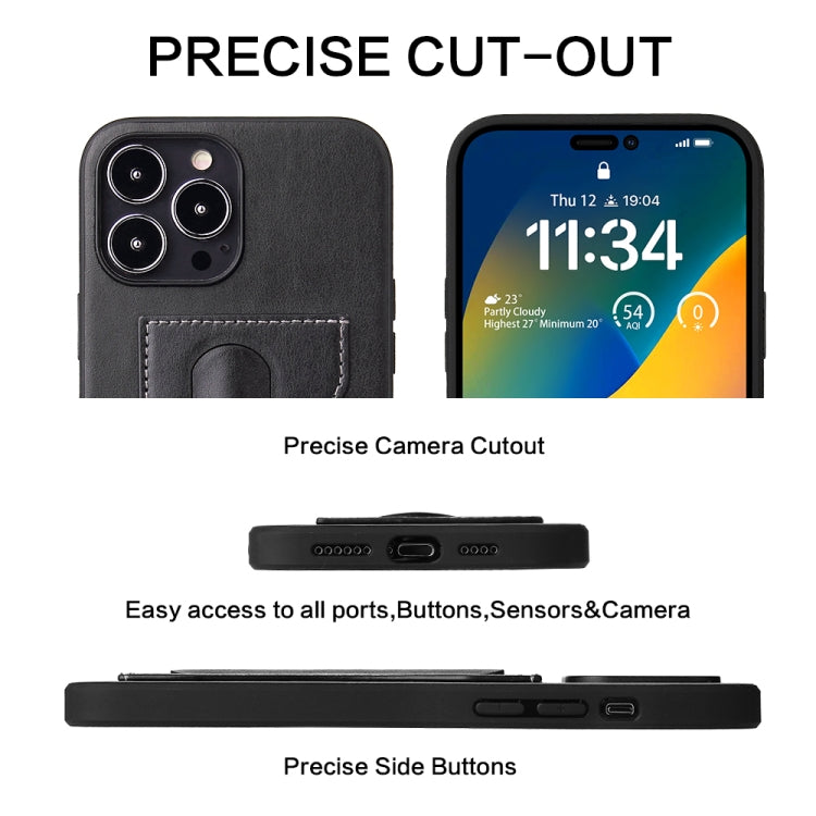 For iPhone 15 Pro Fierre Shann Holder Back Cover PU Phone Case(Black) - HoMEdemic™ 
