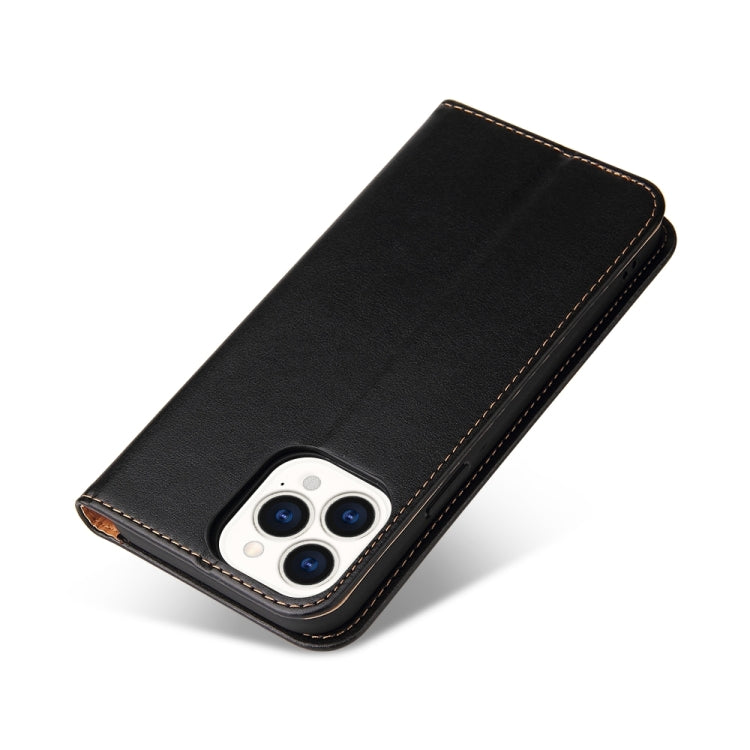 For iPhone 15 Pro Fierre Shann PU Genuine Leather Texture Phone Case(Black) - HoMEdemic™ 