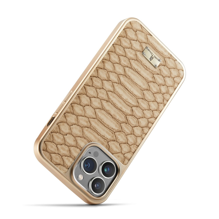 For iPhone 15 Pro Fierre Shann Python Texture Electroplating PU Phone Case(White) - HoMEdemic™ 