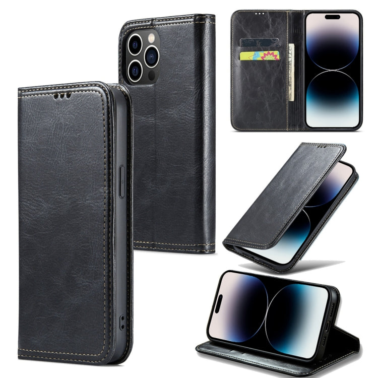 For iPhone 15 Pro Fierre Shann Vintage Bark Texture Wallet Leather Phone Case(Black) - HoMEdemic™ 