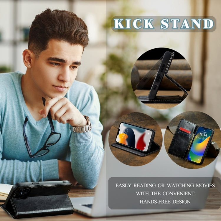 For iPhone 15 Pro Fierre Shann Vintage Bark Texture Wallet Leather Phone Case(Black) - HoMEdemic™ 