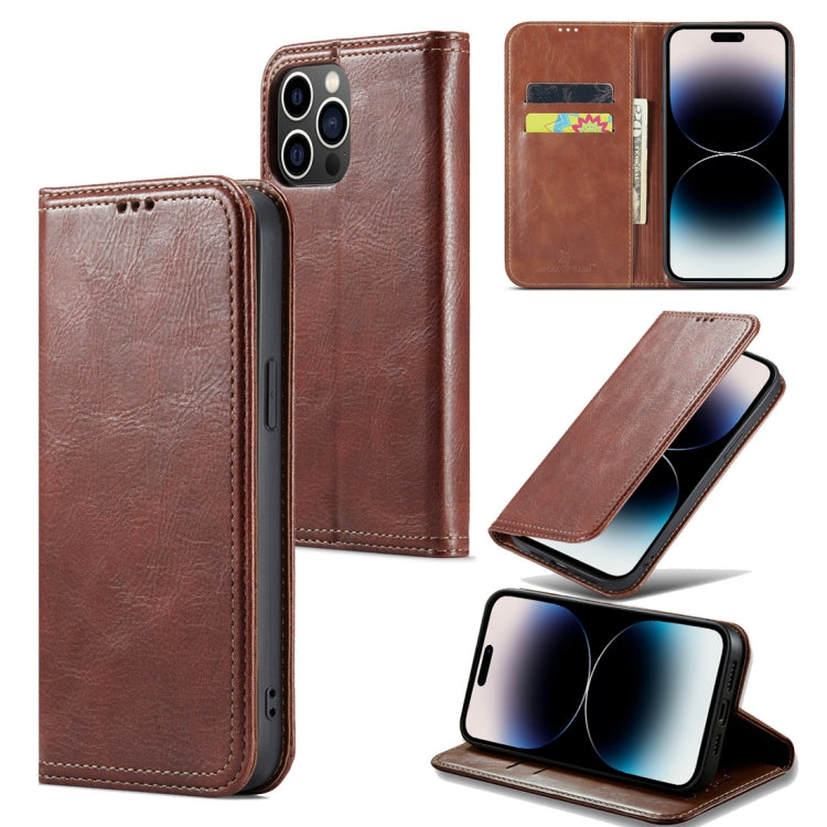 For iPhone 15 Pro Fierre Shann Vintage Bark Texture Wallet Leather Phone Case(Brown) - HoMEdemic™ 