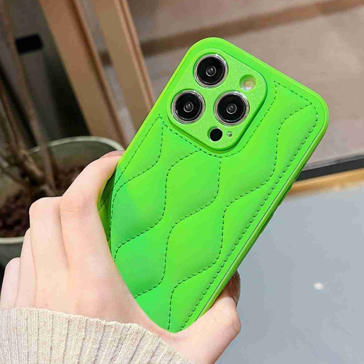 For iPhone 15 Pro Fine Hole 8-shaped Texture Eiderdown Airbag Phone Case(Green) - HoMEdemic™ 