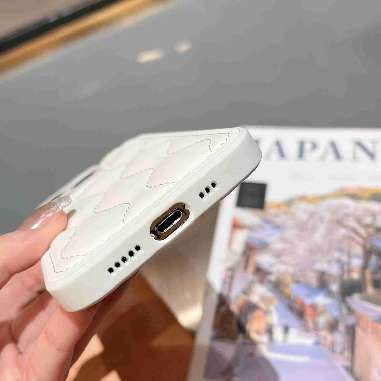 For iPhone 15 Pro Fine Hole 8-shaped Texture Eiderdown Airbag Phone Case(White) - HoMEdemic™ 