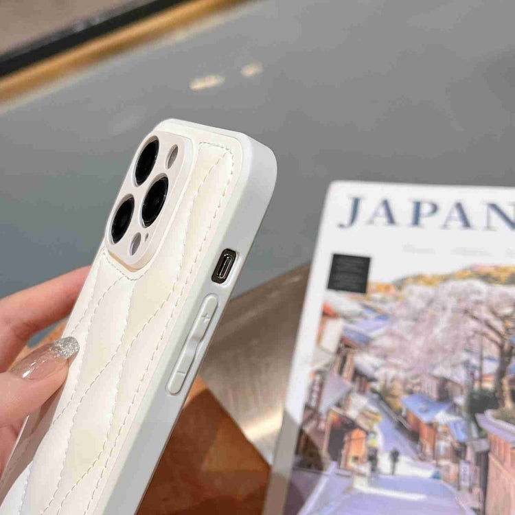 For iPhone 15 Pro Fine Hole 8-shaped Texture Eiderdown Airbag Phone Case(White) - HoMEdemic™ 