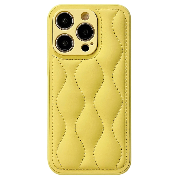 For iPhone 15 Pro Fine Hole 8-shaped Texture Eiderdown Airbag Phone Case(Yellow) - HoMEdemic™ 