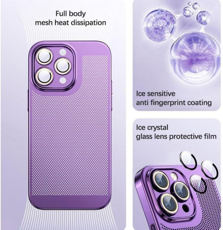 For iPhone 15 Pro Fine Mesh Cooling Phone Case(Gold) - HoMEdemic™ 