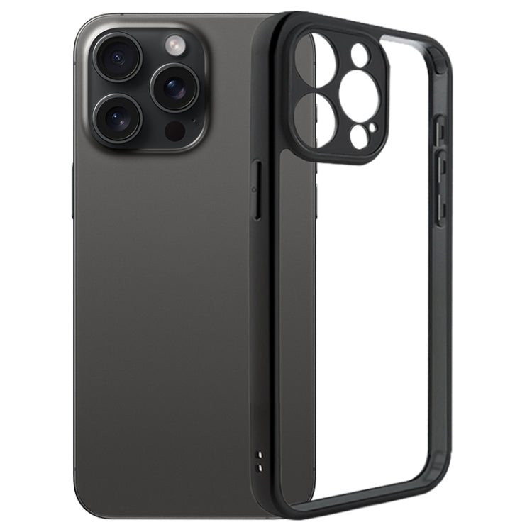 For iPhone 15 Pro Fine Pore Frosted TPU + Transparent PC Phone Case(Black) - HoMEdemic™ 