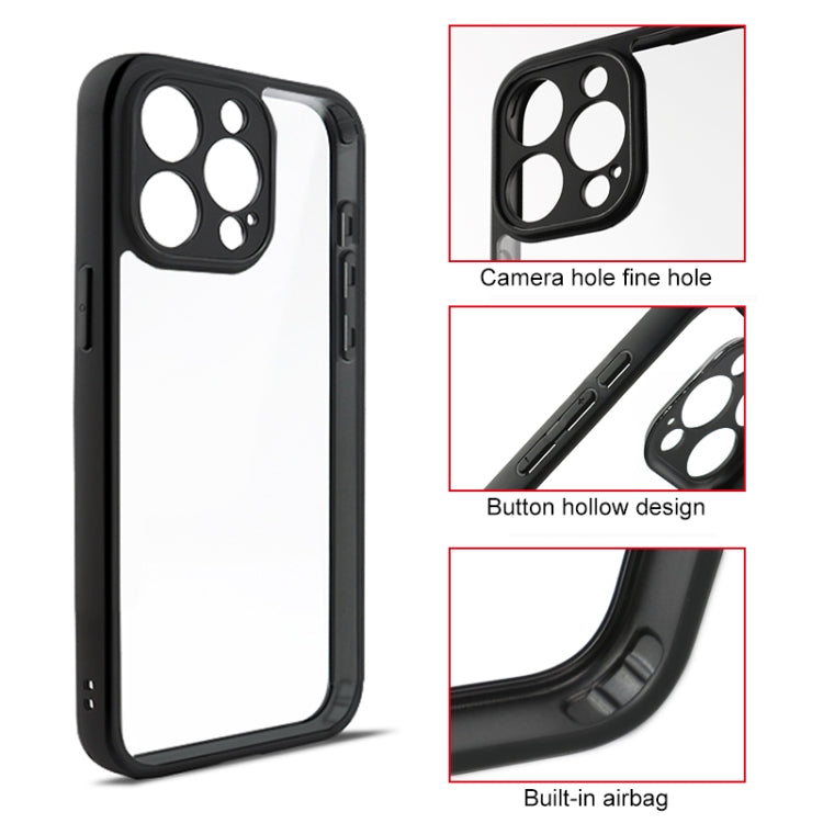 For iPhone 15 Pro Fine Pore Frosted TPU + Transparent PC Phone Case(Black) - HoMEdemic™ 