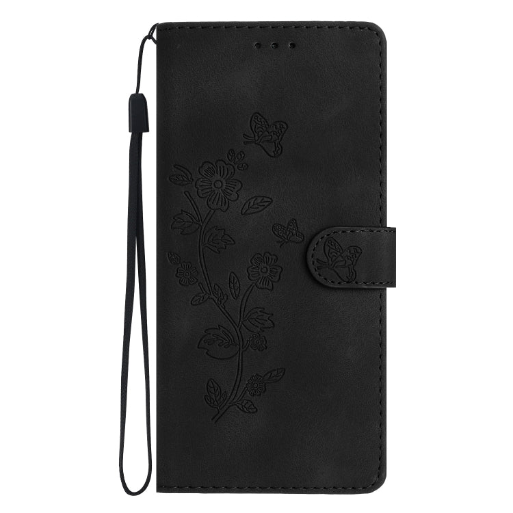 For iPhone 15 Pro Flower Butterfly Embossing Pattern Leather Phone Case(Black) - HoMEdemic™ 
