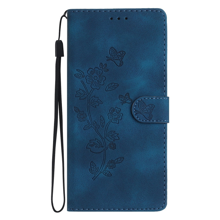 For iPhone 15 Pro Flower Butterfly Embossing Pattern Leather Phone Case(Blue) - HoMEdemic™ 