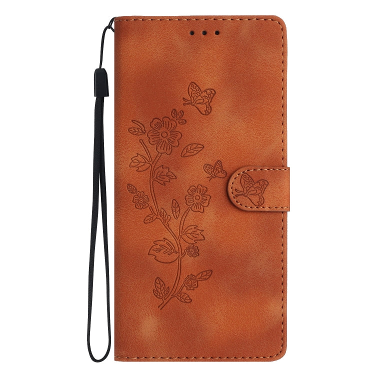 For iPhone 15 Pro Flower Butterfly Embossing Pattern Leather Phone Case(Brown) - HoMEdemic™ 